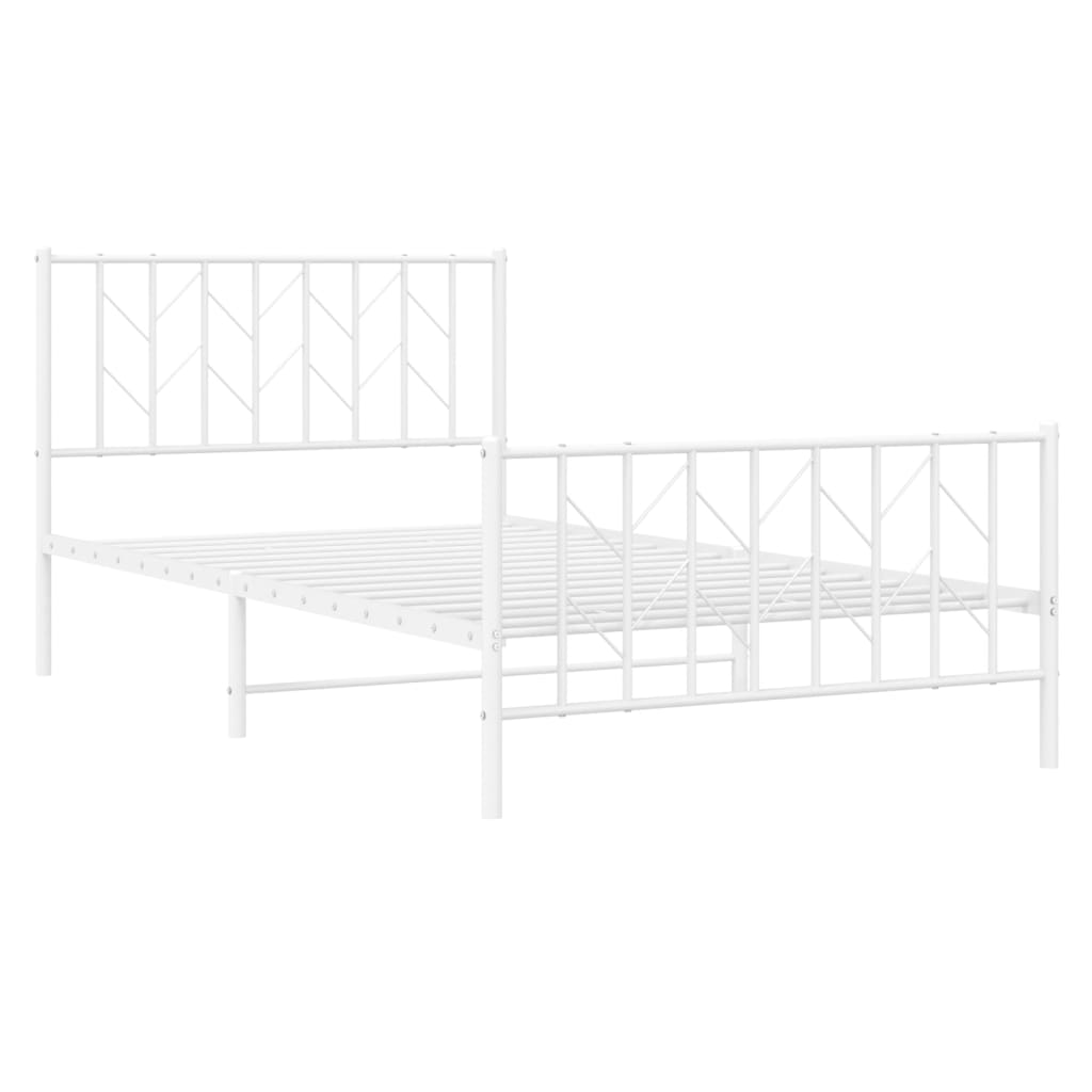 Metal Bed Frame without Mattress with Footboard?White 107x203 cm King Single