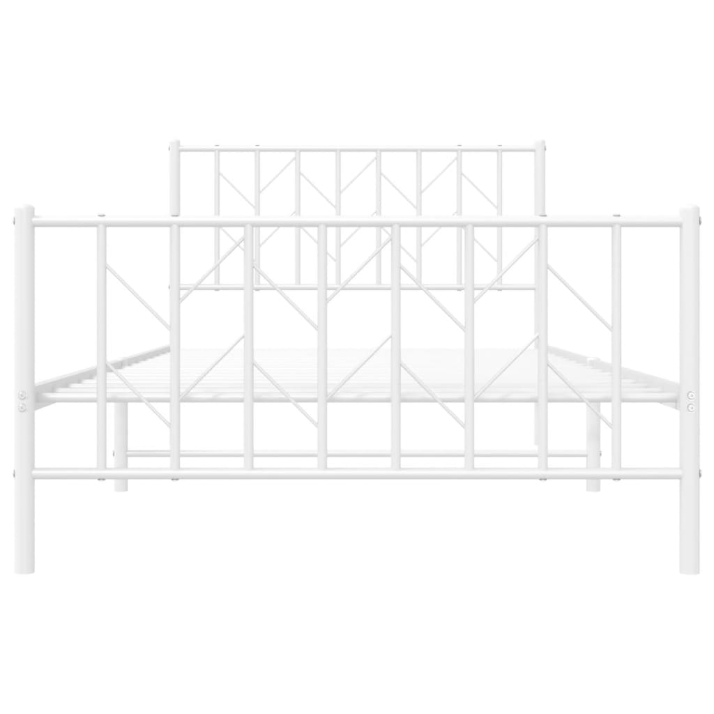 Metal Bed Frame without Mattress with Footboard?White 107x203 cm King Single
