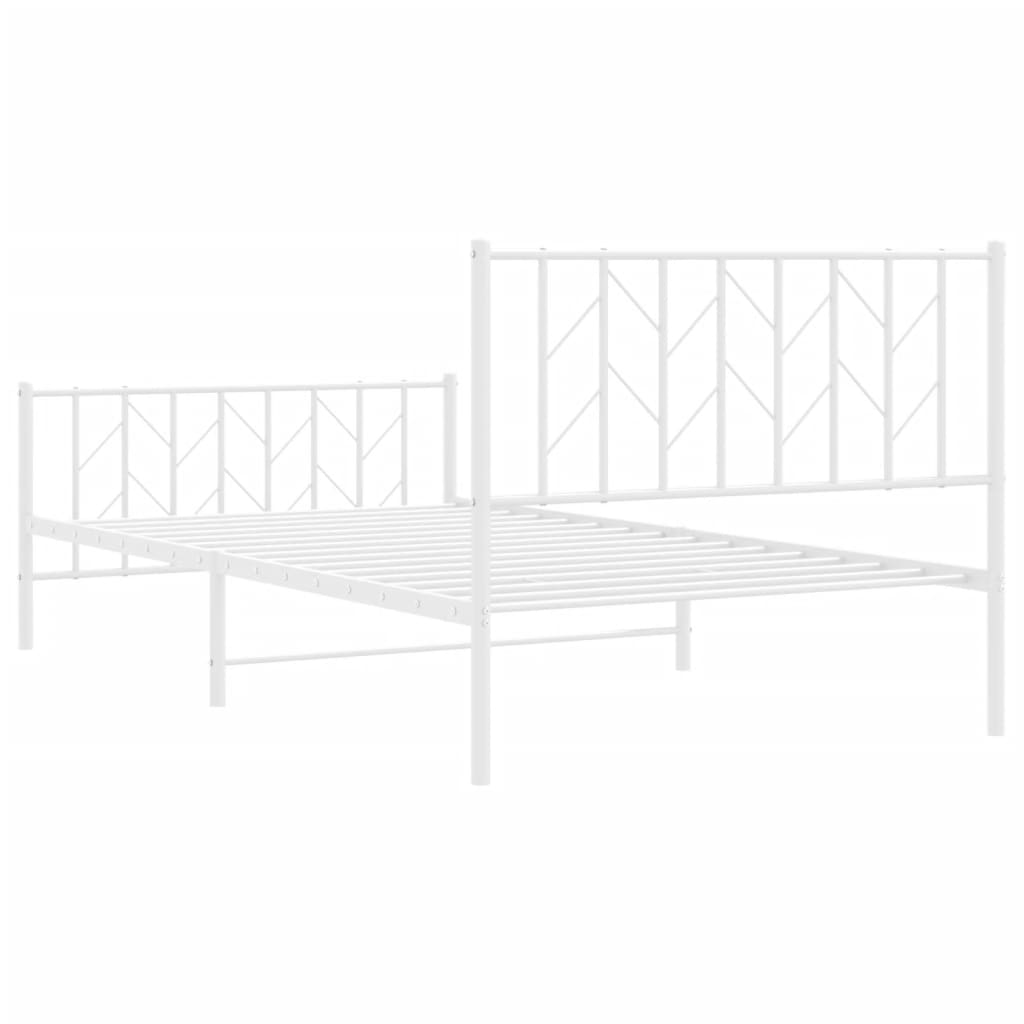Metal Bed Frame without Mattress with Footboard?White 107x203 cm King Single