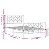 Metal Bed Frame without Mattress with Footboard?White 107x203 cm King Single