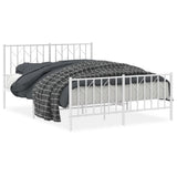 Metal Bed Frame without Mattress with Footboard?White 135x190 cm - Front View
