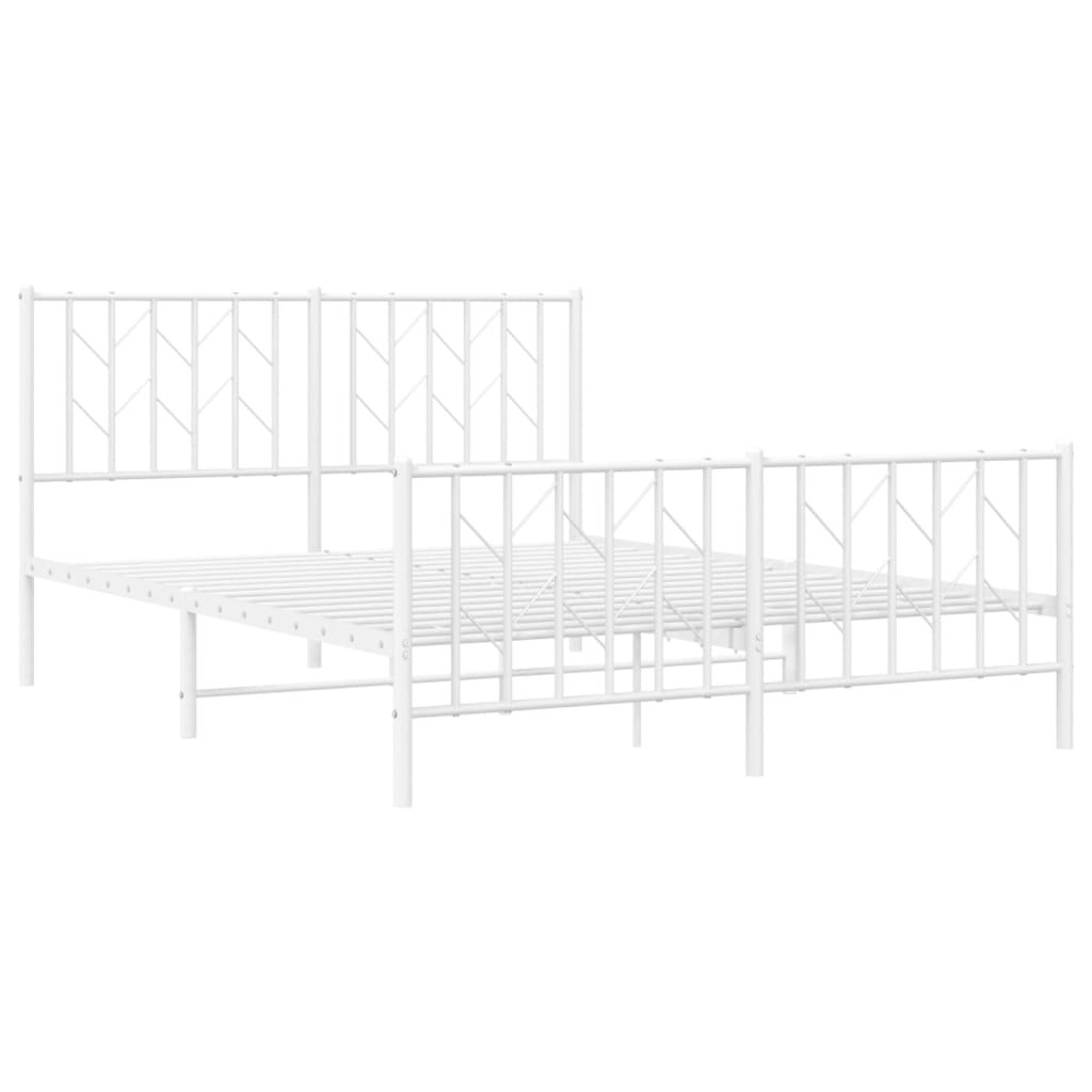 Metal Bed Frame without Mattress with Footboard?White 135x190 cm