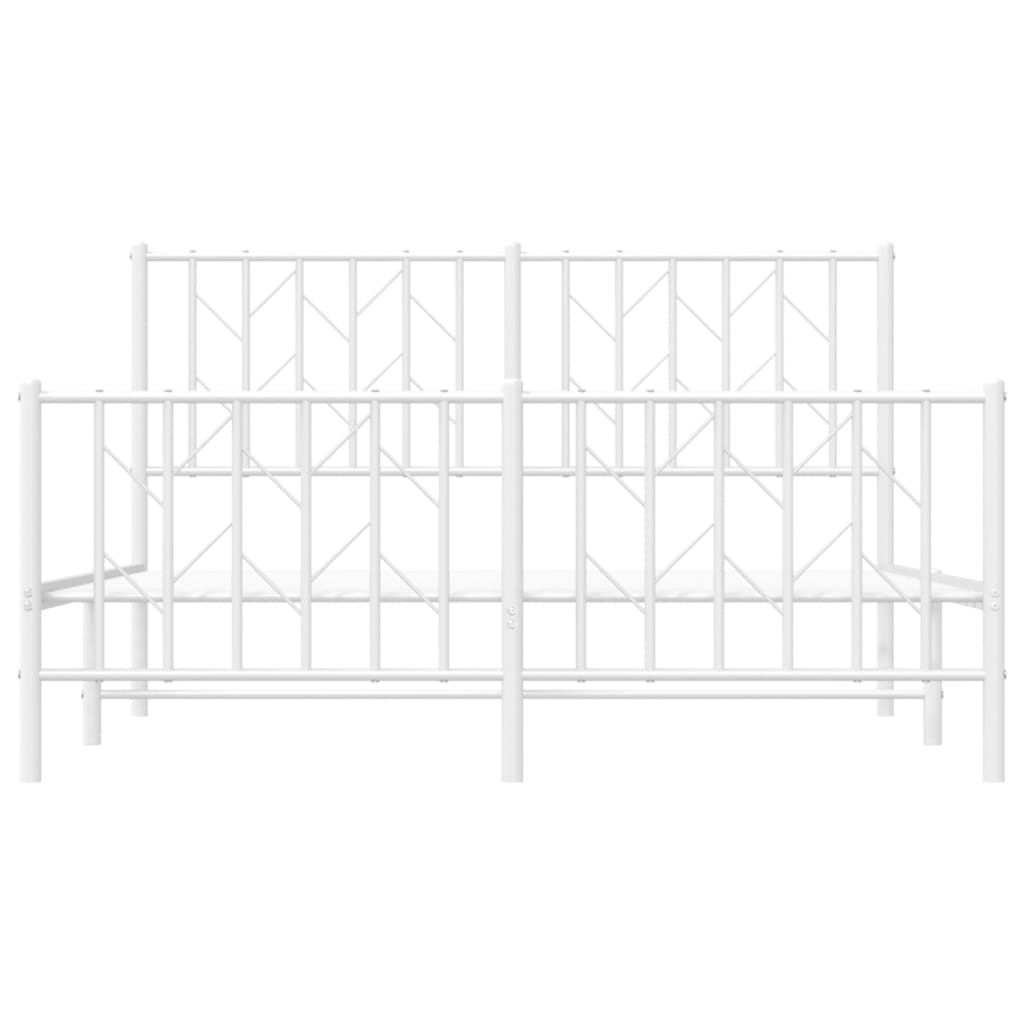 Metal Bed Frame without Mattress with Footboard?White 135x190 cm