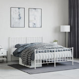 Metal Bed Frame without Mattress with Footboard?White 135x190 cm