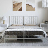 Metal Bed Frame without Mattress with Footboard?White 150x200 cm