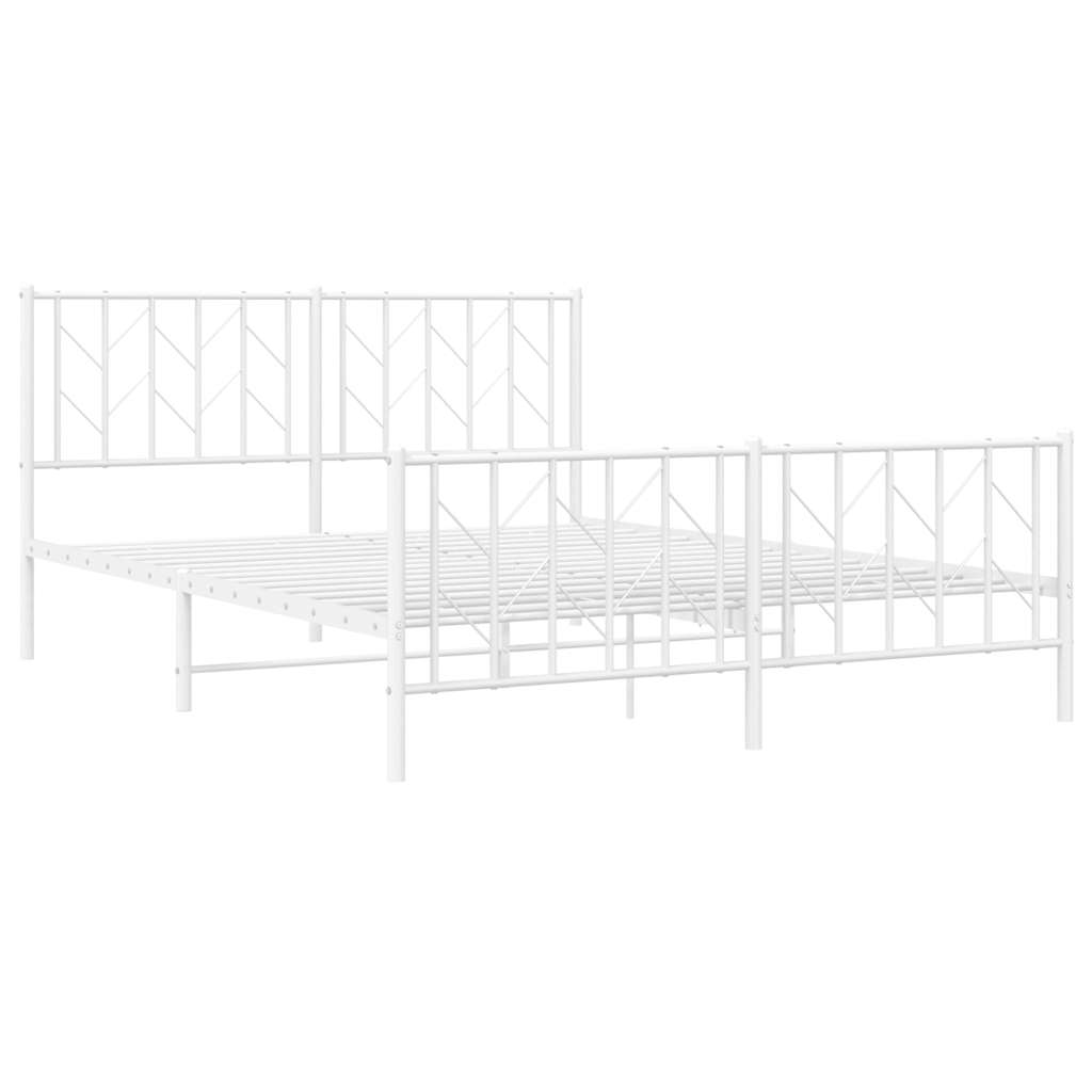 Metal Bed Frame without Mattress with Footboard?White 150x200 cm