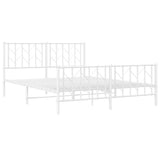 Metal Bed Frame without Mattress with Footboard?White 150x200 cm