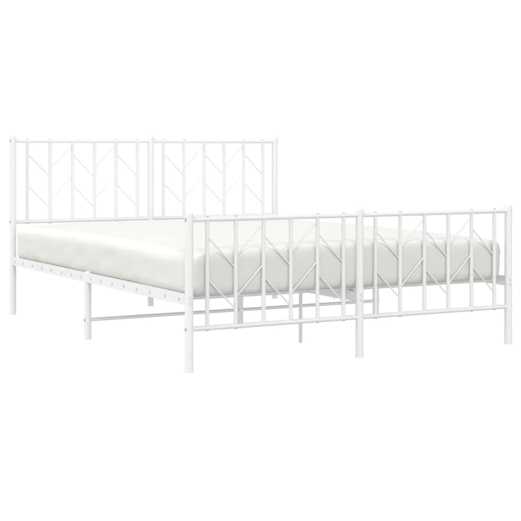 Metal Bed Frame without Mattress with Footboard?White 150x200 cm