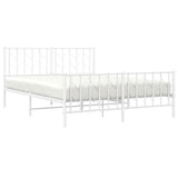 Metal Bed Frame without Mattress with Footboard?White 150x200 cm