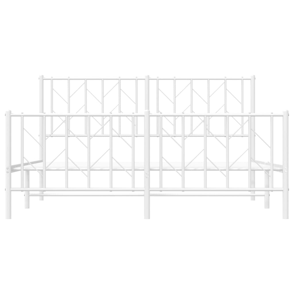 Metal Bed Frame without Mattress with Footboard?White 150x200 cm