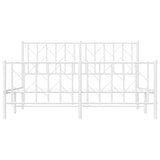 Metal Bed Frame without Mattress with Footboard?White 150x200 cm - Rear View