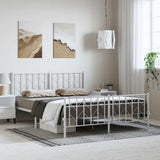 Metal Bed Frame without Mattress with Footboard?White 150x200 cm