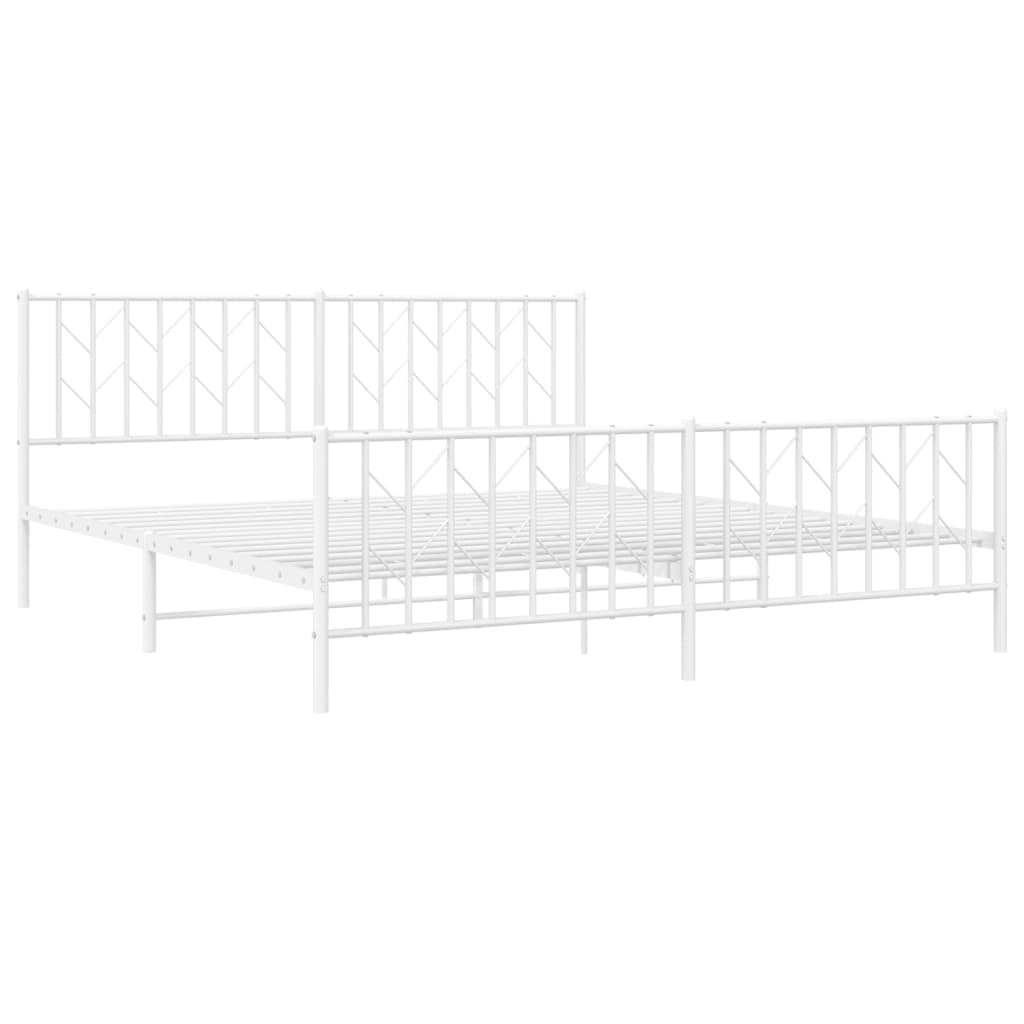 Metal Bed Frame without Mattress with Footboard?White 183x203 cm King