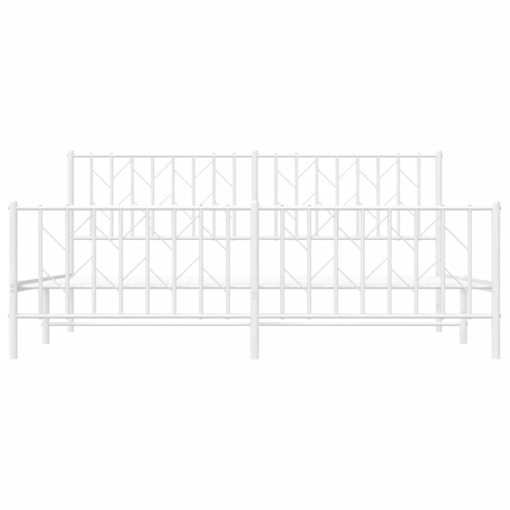 Metal Bed Frame without Mattress with Footboard?White 183x203 cm King