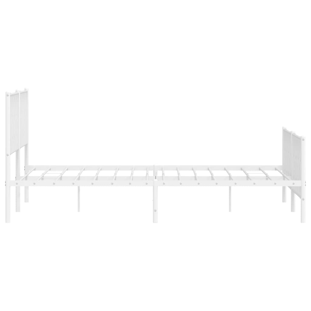 Metal Bed Frame without Mattress with Footboard?White 183x203 cm King