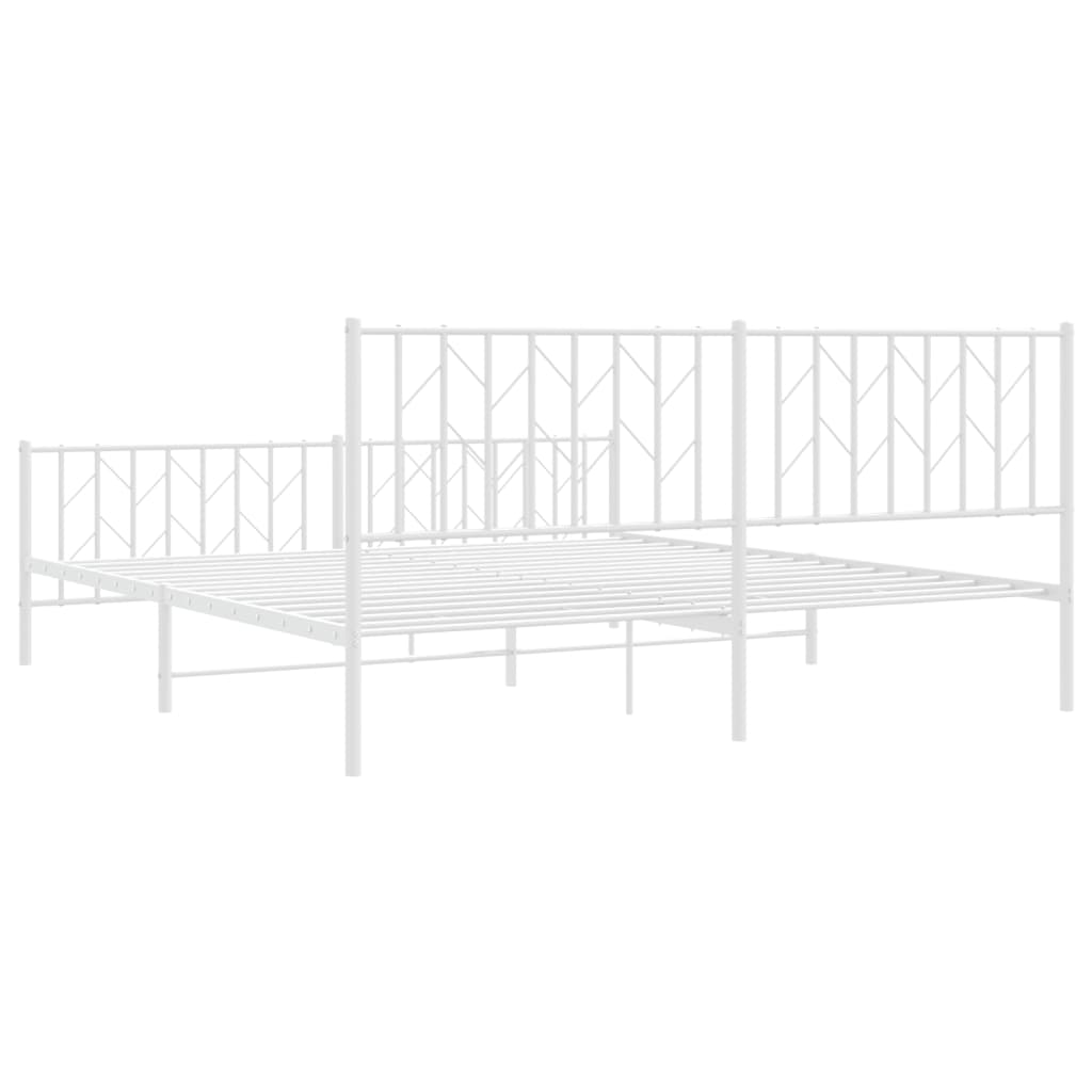 Metal Bed Frame without Mattress with Footboard?White 183x203 cm King