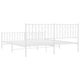 Metal Bed Frame without Mattress with Footboard?White 183x203 cm King - Close-Up Angle