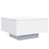 Coffee Table with LED Lights White 55x55x31 cm - Side View