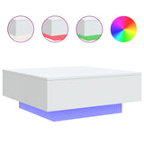 Coffee Table with LED Lights White 80x80x31 cm - Front View