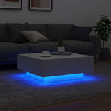 Coffee Table with LED Lights White 80x80x31 cm - Top-Down View