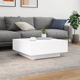 Coffee Table with LED Lights White 80x80x31 cm - 45-Degree Angle