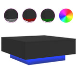 Coffee Table with LED Lights Black 80x80x31 cm - Front View