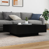 Coffee Table Black 100x100x31 cm Engineered Wood - Side View
