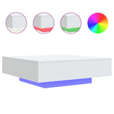 Coffee Table with LED Lights White 100x100x31 cm - Front View