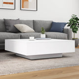 Coffee Table with LED Lights White 100x100x31 cm - Top-Down View