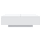 Coffee Table with LED Lights White 100x100x31 cm - Close-Up Angle