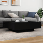Coffee Table with LED Lights Black 100x100x31 cm