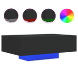 Coffee Table with LED Lights Black 85x55x31 cm - Front View
