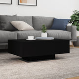 Coffee Table with LED Lights Black 85x55x31 cm - Top-Down View