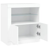 Sideboard with LED Lights White 60.5x37x67 cm - Close-Up Angle