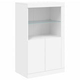 Side Cabinet with LED Lights White Engineered Wood - Side View