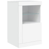 Side Cabinet with LED Lights White Engineered Wood - Front View