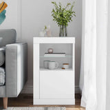 Side Cabinet with LED Lights White Engineered Wood