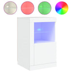 Side Cabinet with LED Lights White Engineered Wood