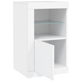 Side Cabinet with LED Lights White Engineered Wood - Rear View