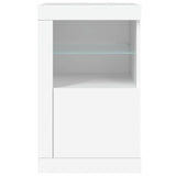 Side Cabinet with LED Lights White Engineered Wood - Close-Up Angle