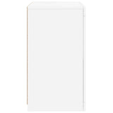 Side Cabinet with LED Lights White Engineered Wood - Low Angle
