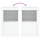 Side Cabinet with LED Lights White Engineered Wood
