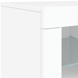 Side Cabinets with LED Lights 2 pcs White Engineered Wood