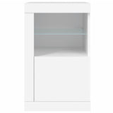 Side Cabinets with LED Lights 2 pcs White Engineered Wood - Low Angle