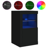 Side Cabinets with LED Lights 2 pcs Black Engineered Wood - 45-Degree Angle