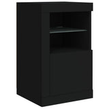 Side Cabinets with LED Lights 2 pcs Black Engineered Wood - Rear View