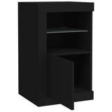Side Cabinets with LED Lights 2 pcs Black Engineered Wood - Close-Up Angle