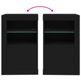 Side Cabinets with LED Lights 2 pcs Black Engineered Wood