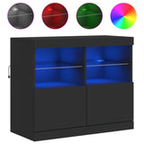 Sideboard with LED Lights Black 81x37x67 cm - Front View