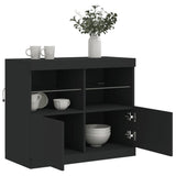 Sideboard with LED Lights Black 81x37x67 cm